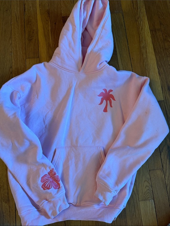 Pink Palm Puff Tops - Pink Palm Puff Hoodie